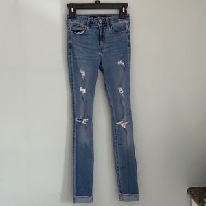 Stretchable High waisted Cuffed Jeans